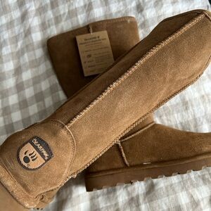 BearPaw Elle Tall Sheepskin Suede Boot In Hickory Tan
